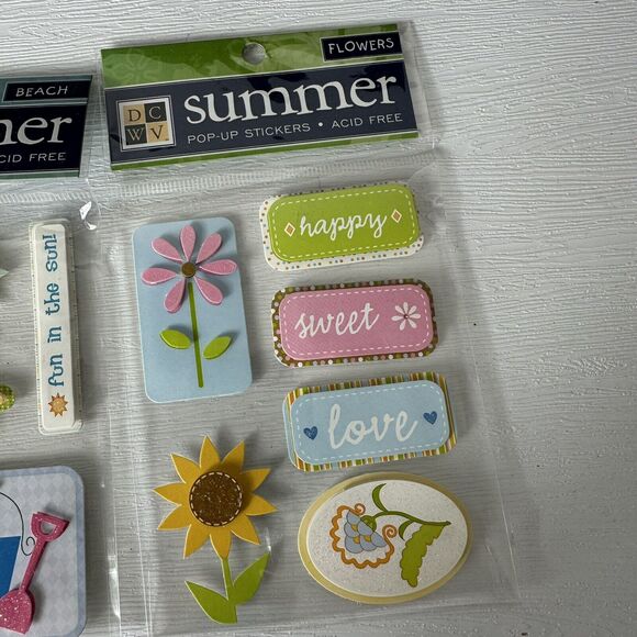 DCWV Scrapbooking Stickers Summer Beach Theme Pop Up Dimensional Acid Free - Picture 4 of 5